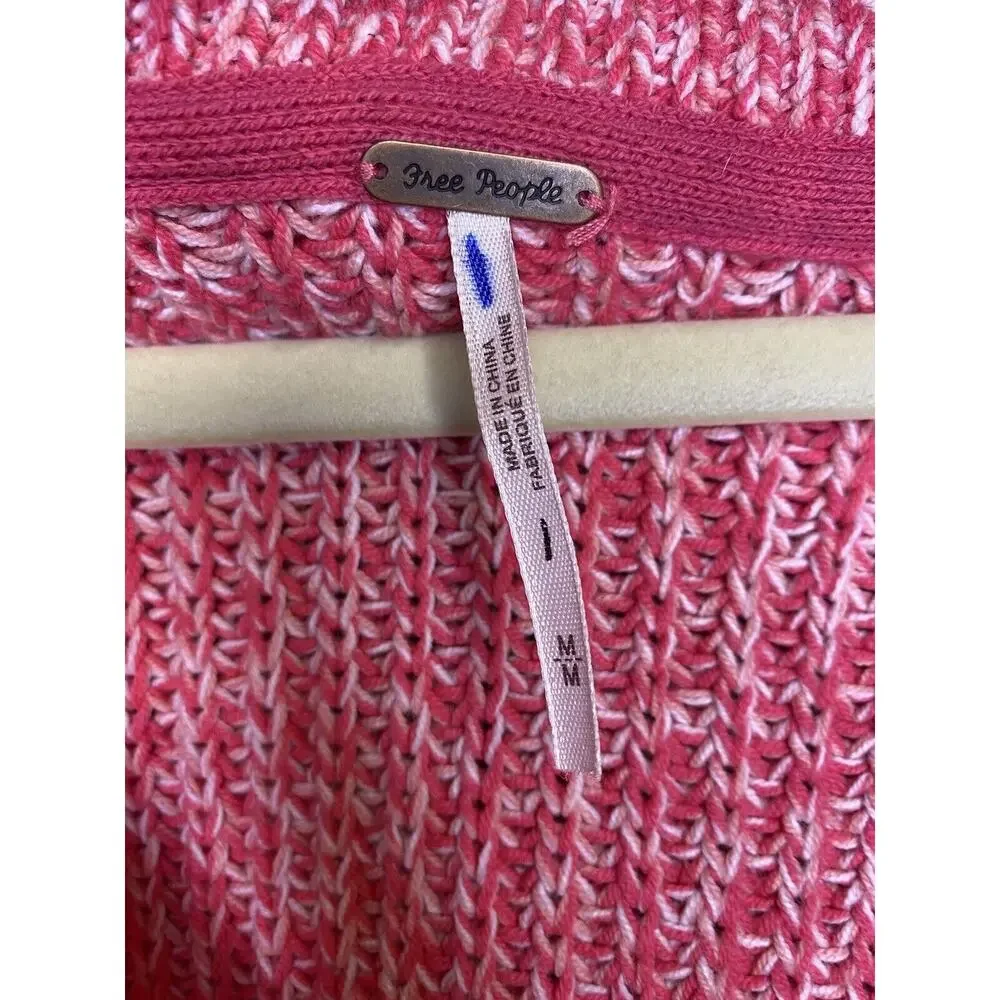 Free People Sweater Womens Medium Love This City Pink Casual Oversized Boho Knit